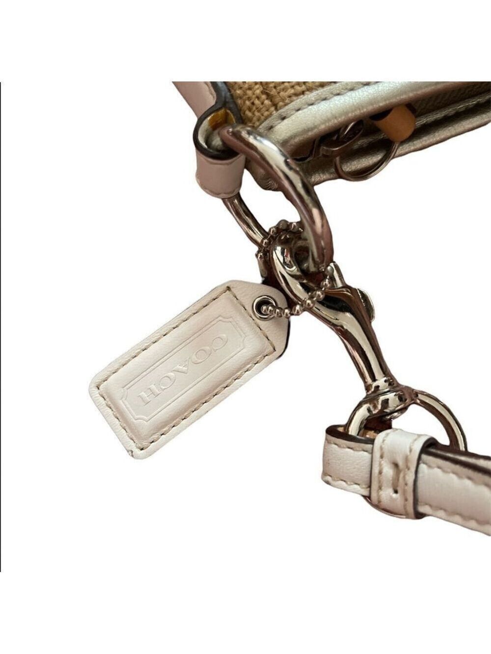 COACH | Cream Woven Flower & Bee Mini Shoulder Bag Purse - Picture 4 of 9